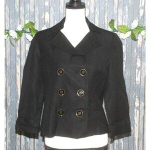 Signature by Larry Levine Ladies Black Linen Blend Jacket Size 8 Button Up